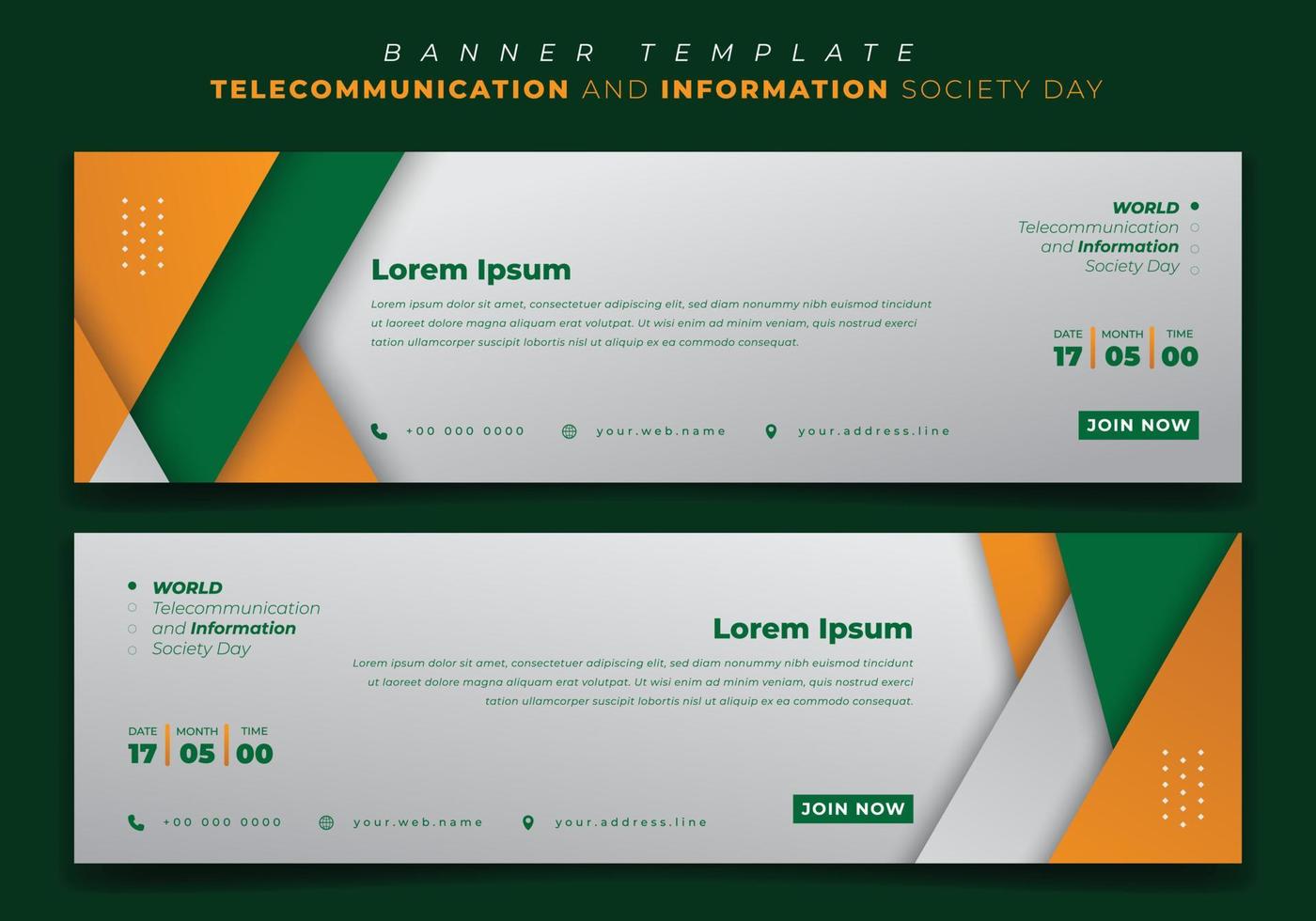 plantilla de banner web con fondo amarillo verde geométrico para diseño de tecnología de la información vector