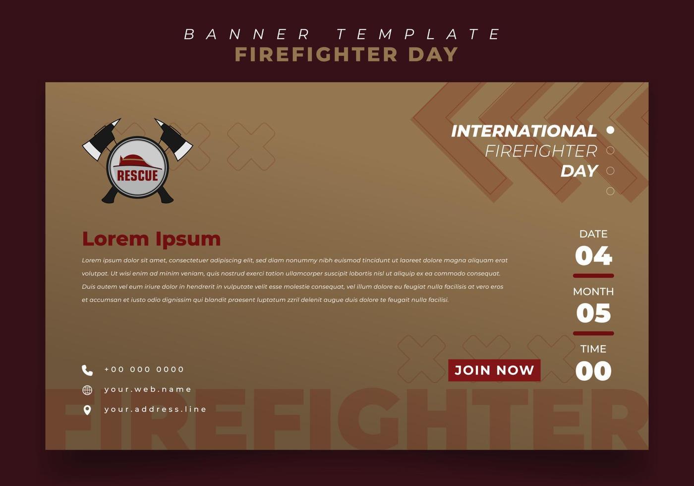 Banner template with white gold background for firefighter day design vector