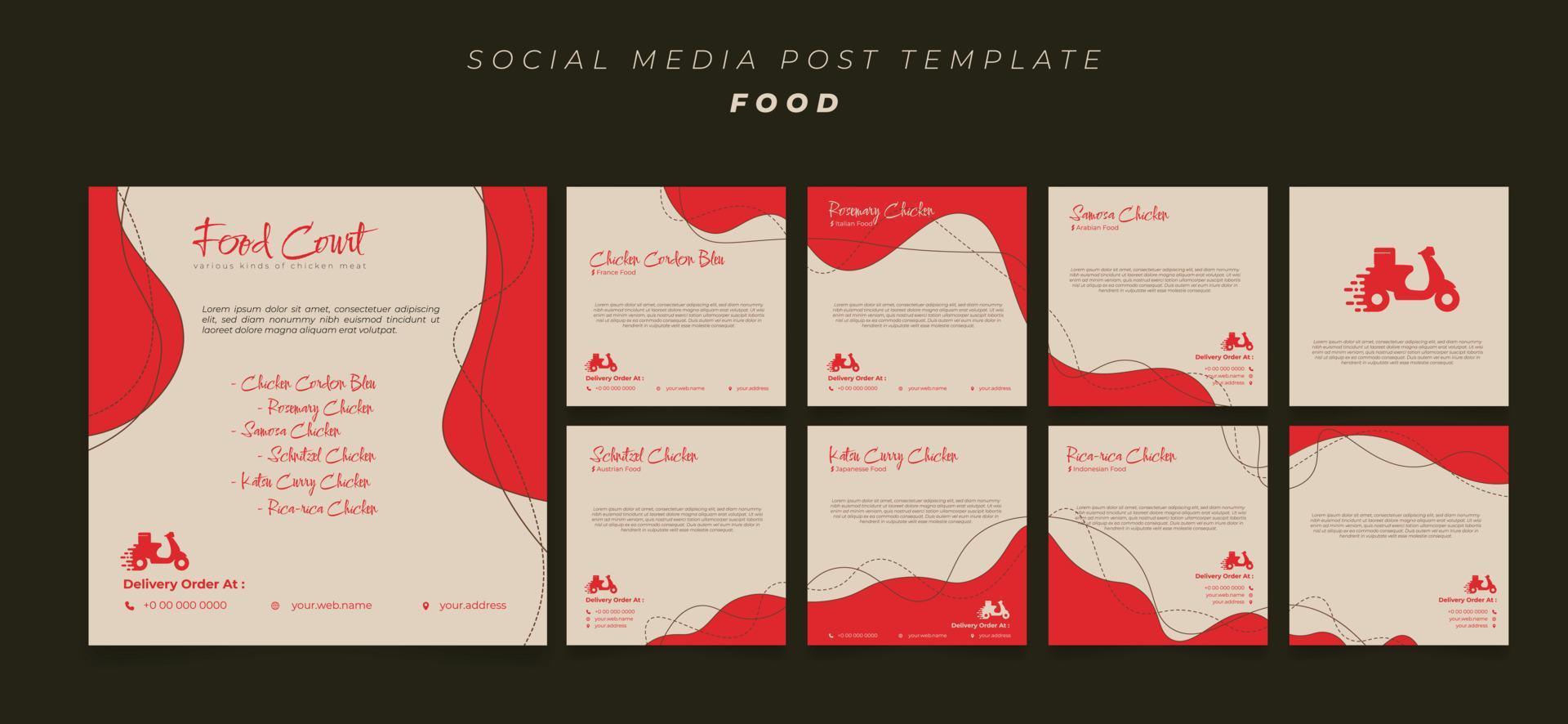 Social Media post template with red and yellow background design vector