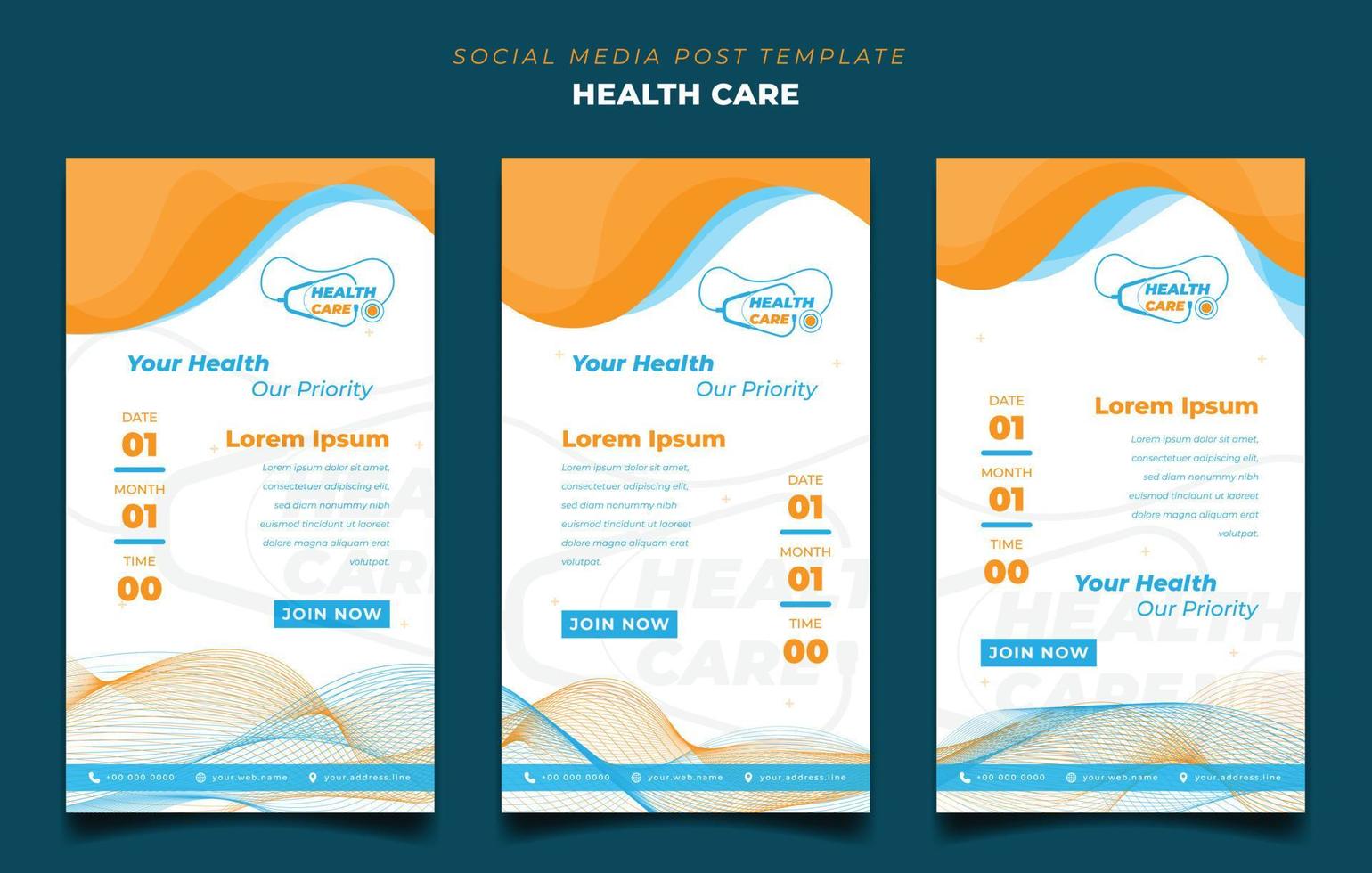 Social media post template design in portrait abstract background for health care design vector