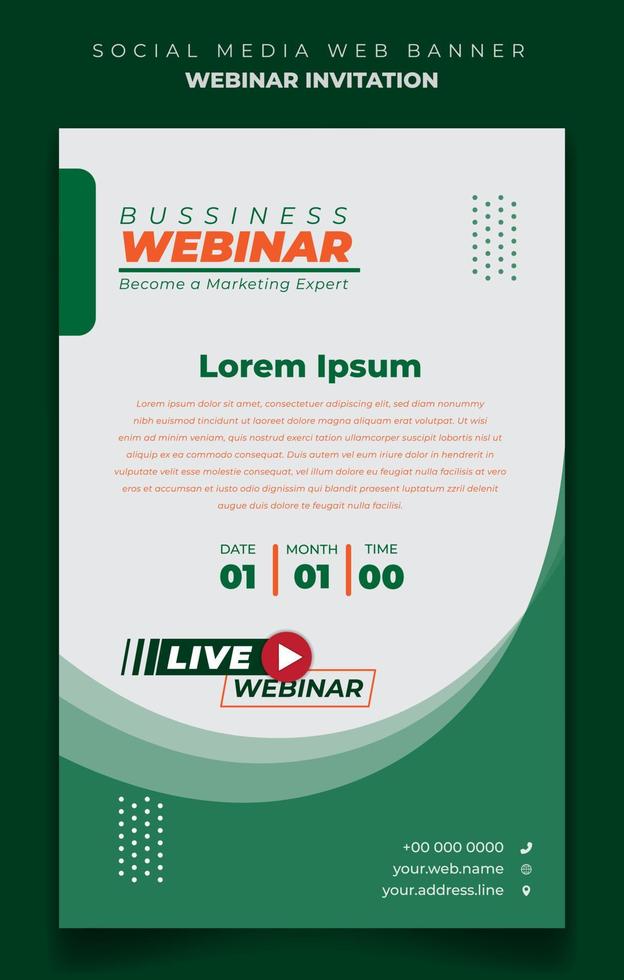 Social media post template in portrait design with white and green background vector