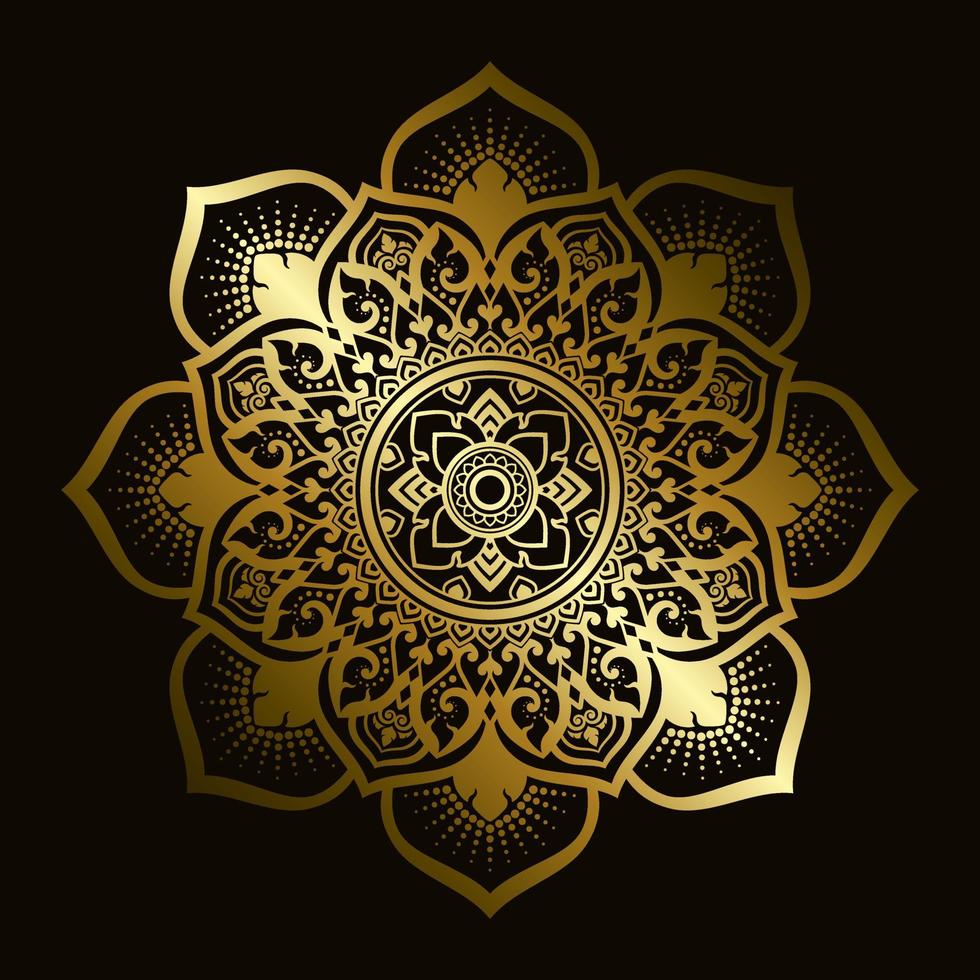 Mandala Pattern Applied Thai Art Style With Golden Gradient vector