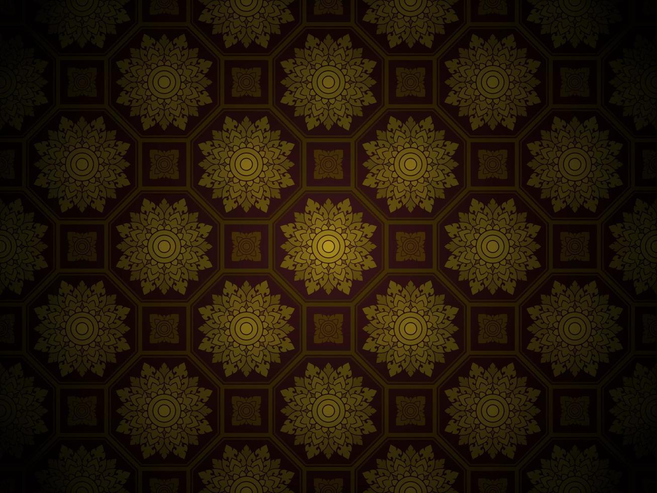 Damask Style Thai Art Pattern Background Octagon Shape vector