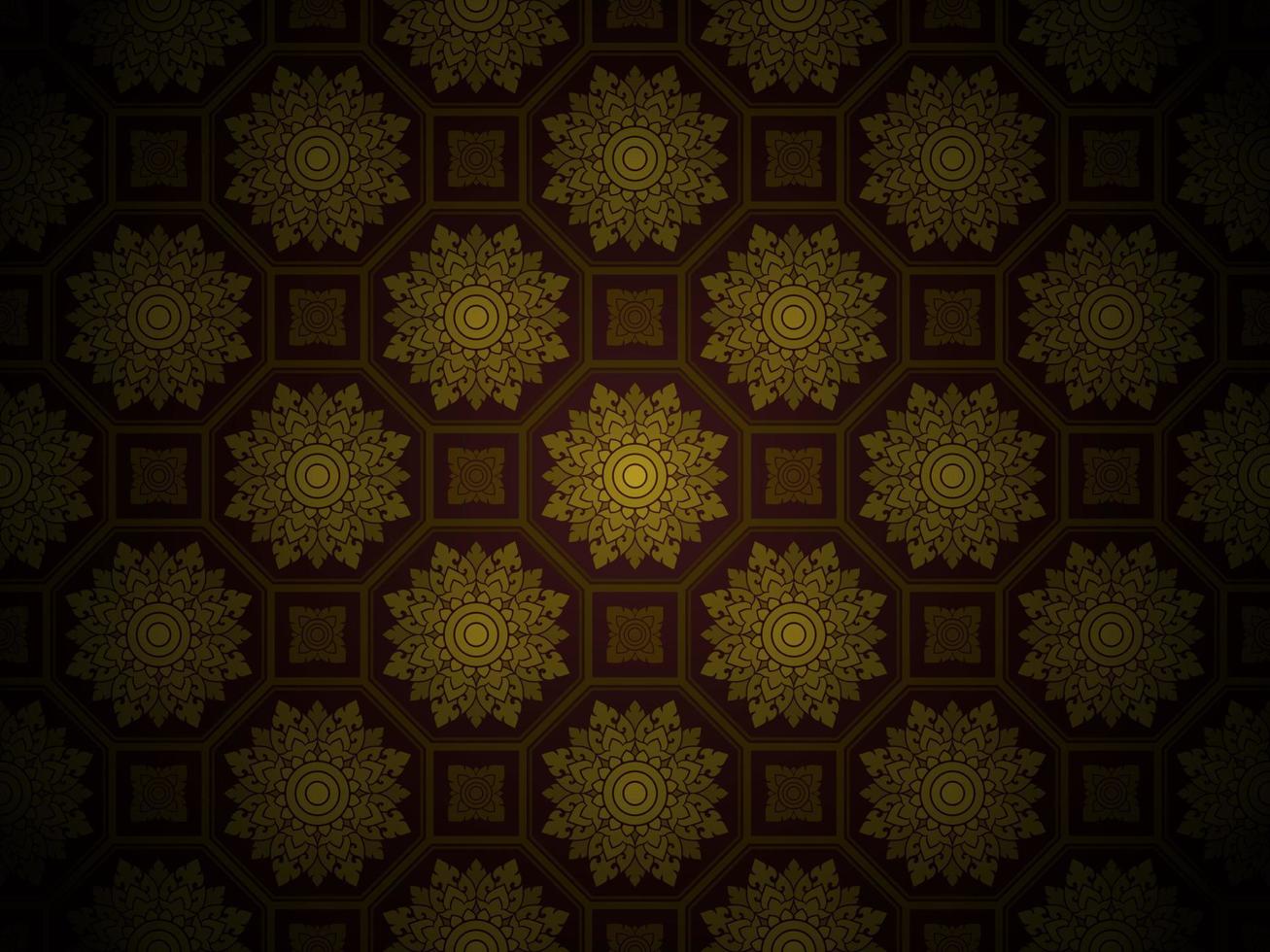 Damask Style Thai Art Pattern Background Octagon Shape vector