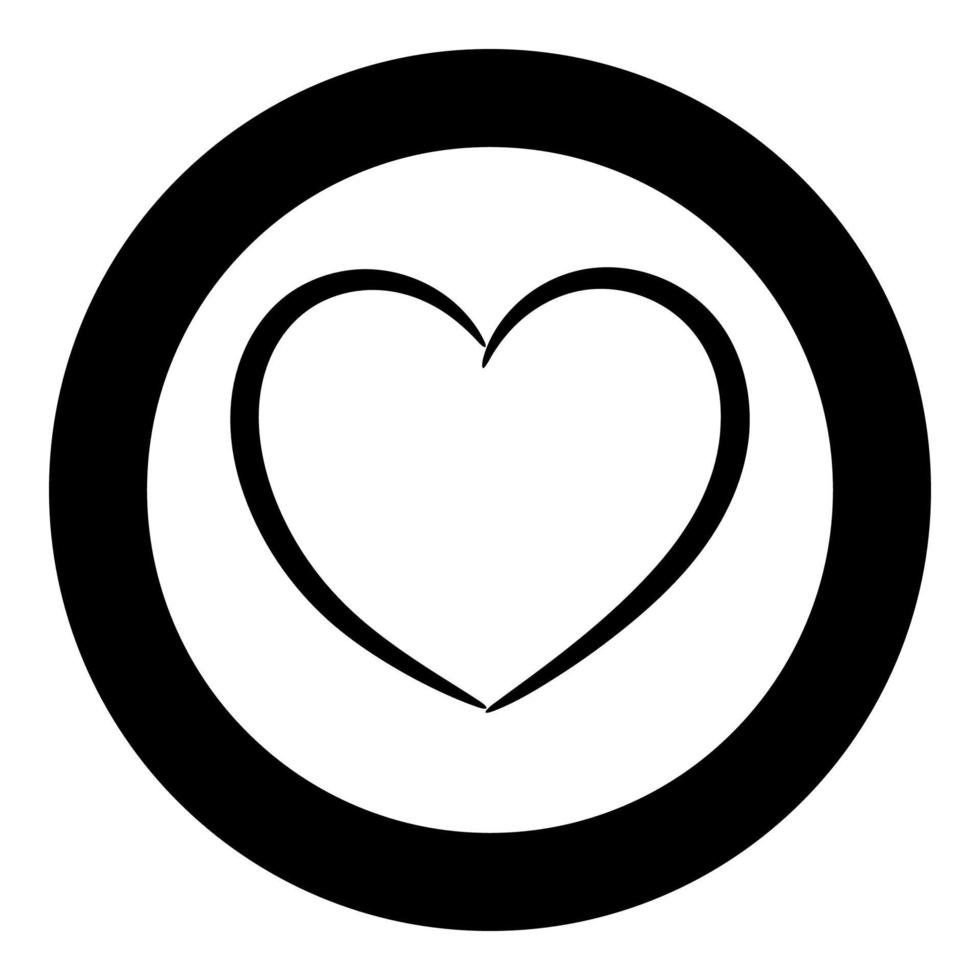 Heart the black color icon in circle or round vector