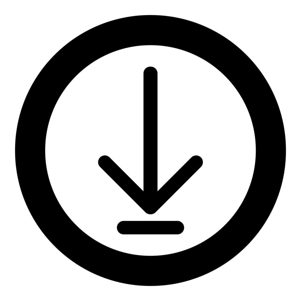 Down arrow or load symbol the black color icon in circle or round vector