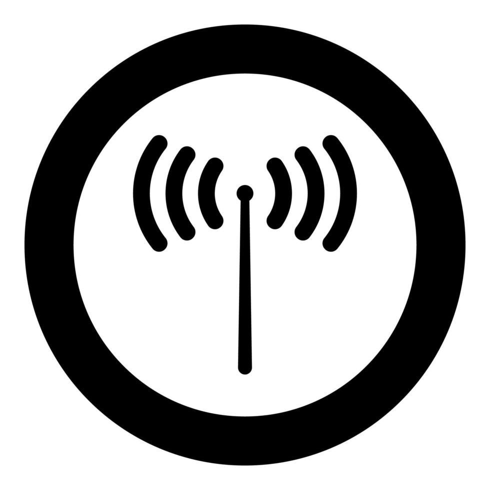 Radio signal icon black color in circle vector
