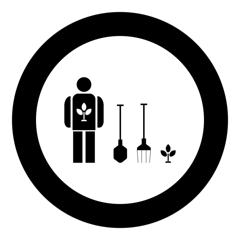 Lawn maintenance icon black color in circle vector