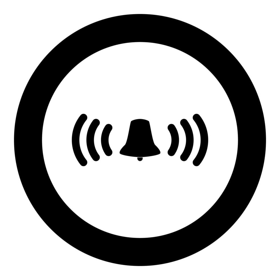 Ringing bell icon black color in circle vector