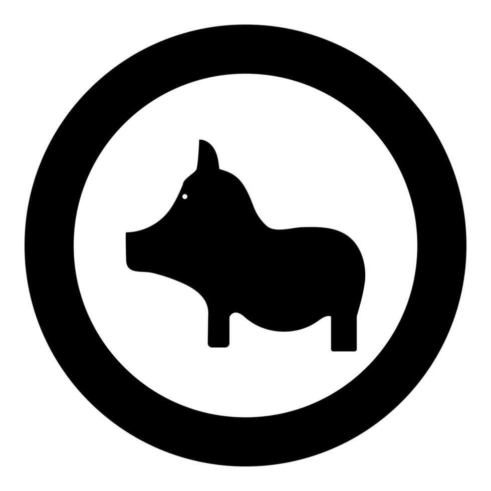 Pig the black color icon in circle or round vector