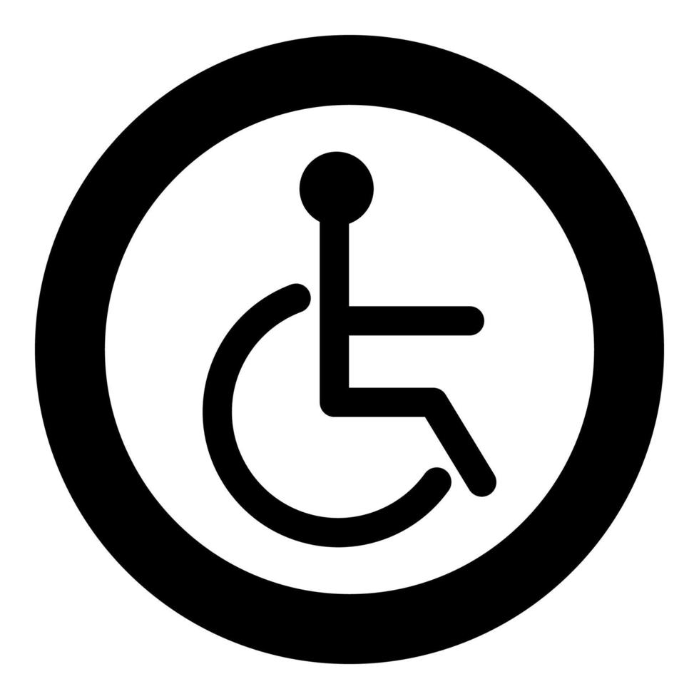 signo de los discapacitados el icono de color negro en círculo o redondo vector