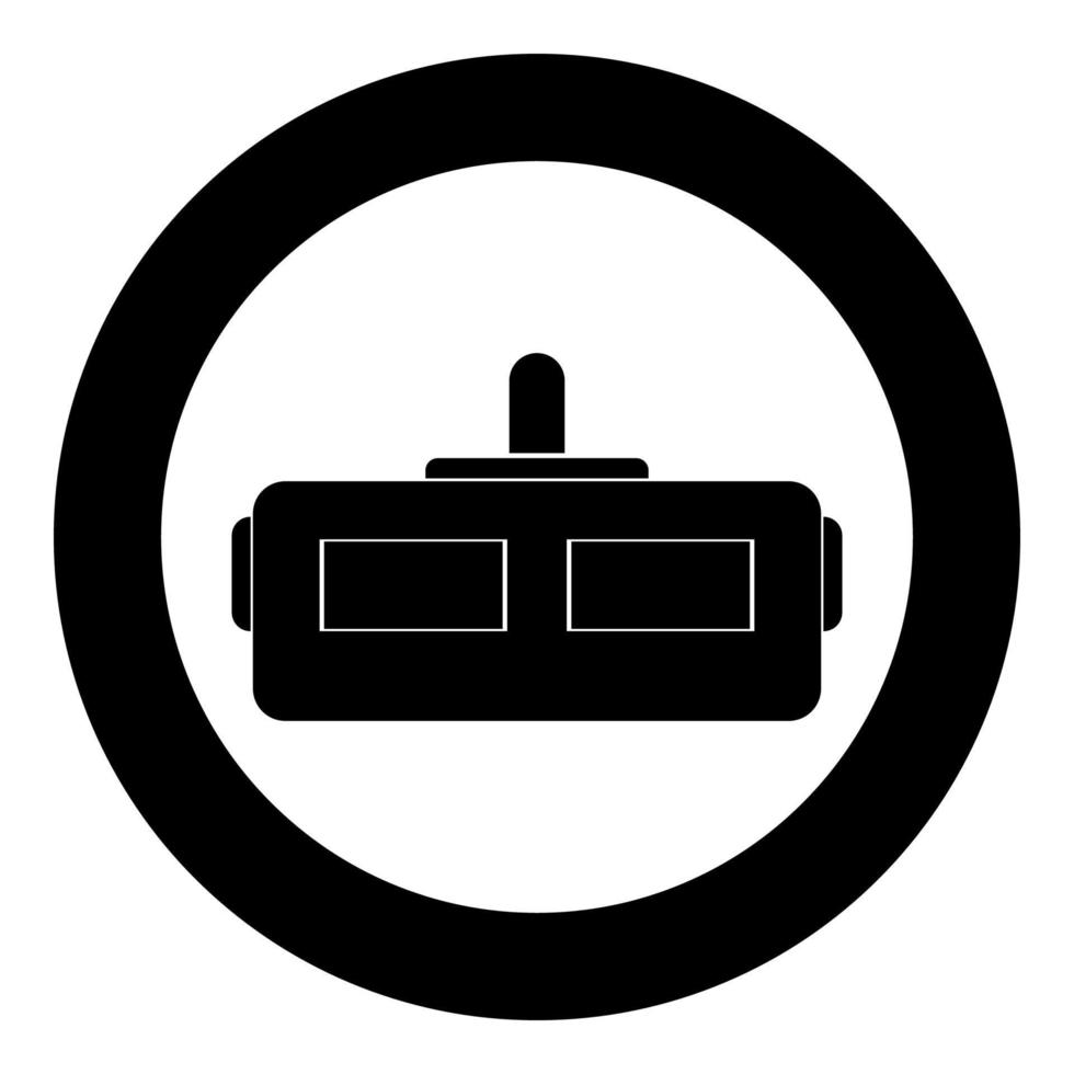 Virtual reality helmet the black color icon in circle or round vector