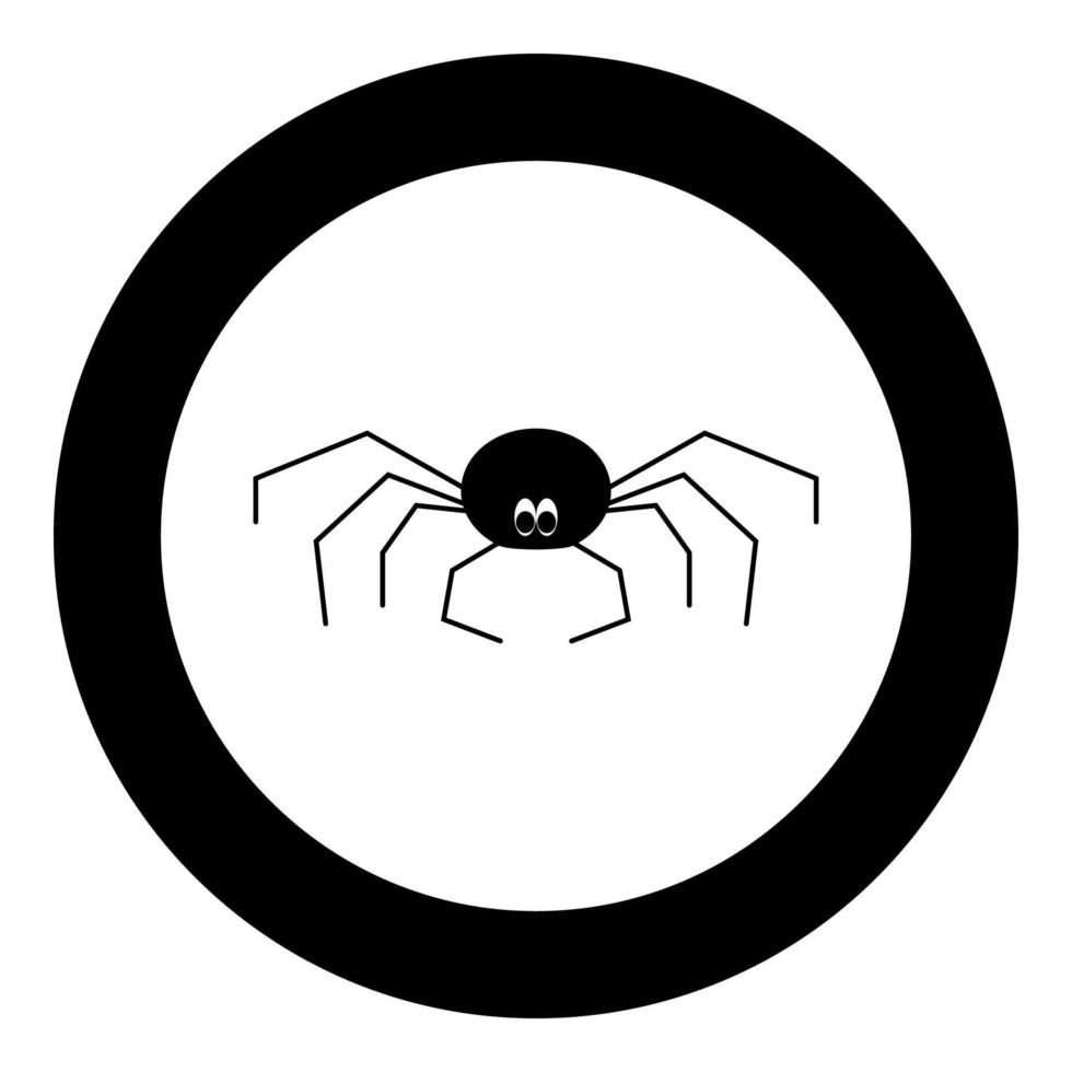 Spider the black color icon in circle or round vector
