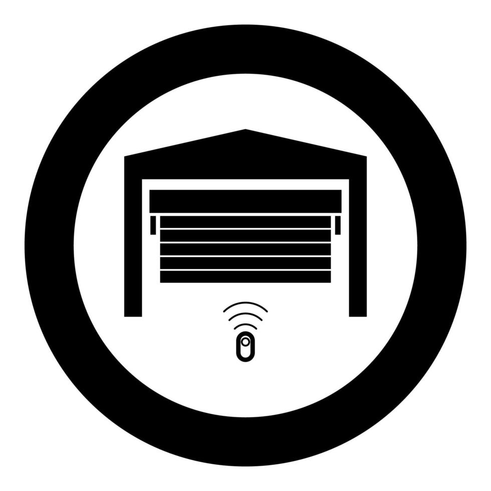 Garage door icon black color in circle vector
