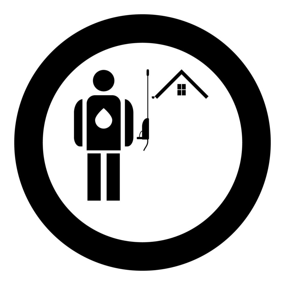 Power washing and gutter cleaning icon black color in circle vector