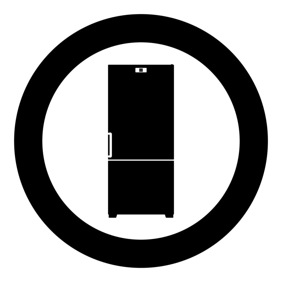 refrigerador, icono, negro, color, en, círculo vector