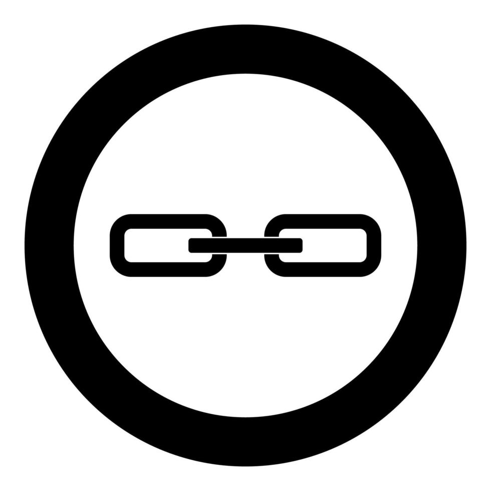 Chain link icon black color in circle vector