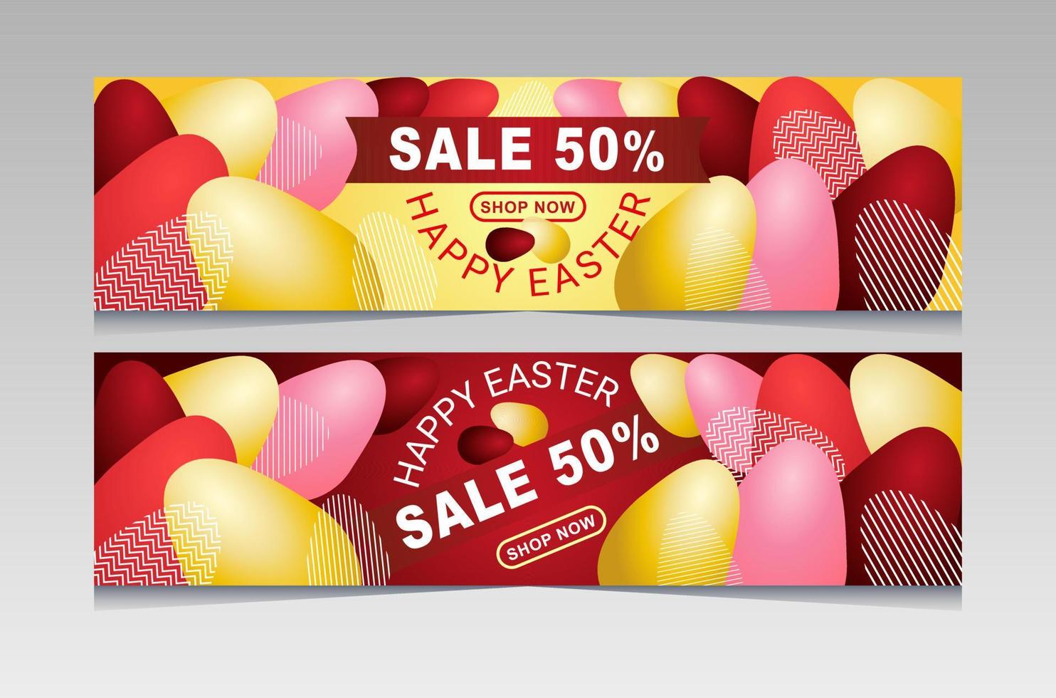 plantillas de banner promocional de venta de pascua con huevos de oro vector