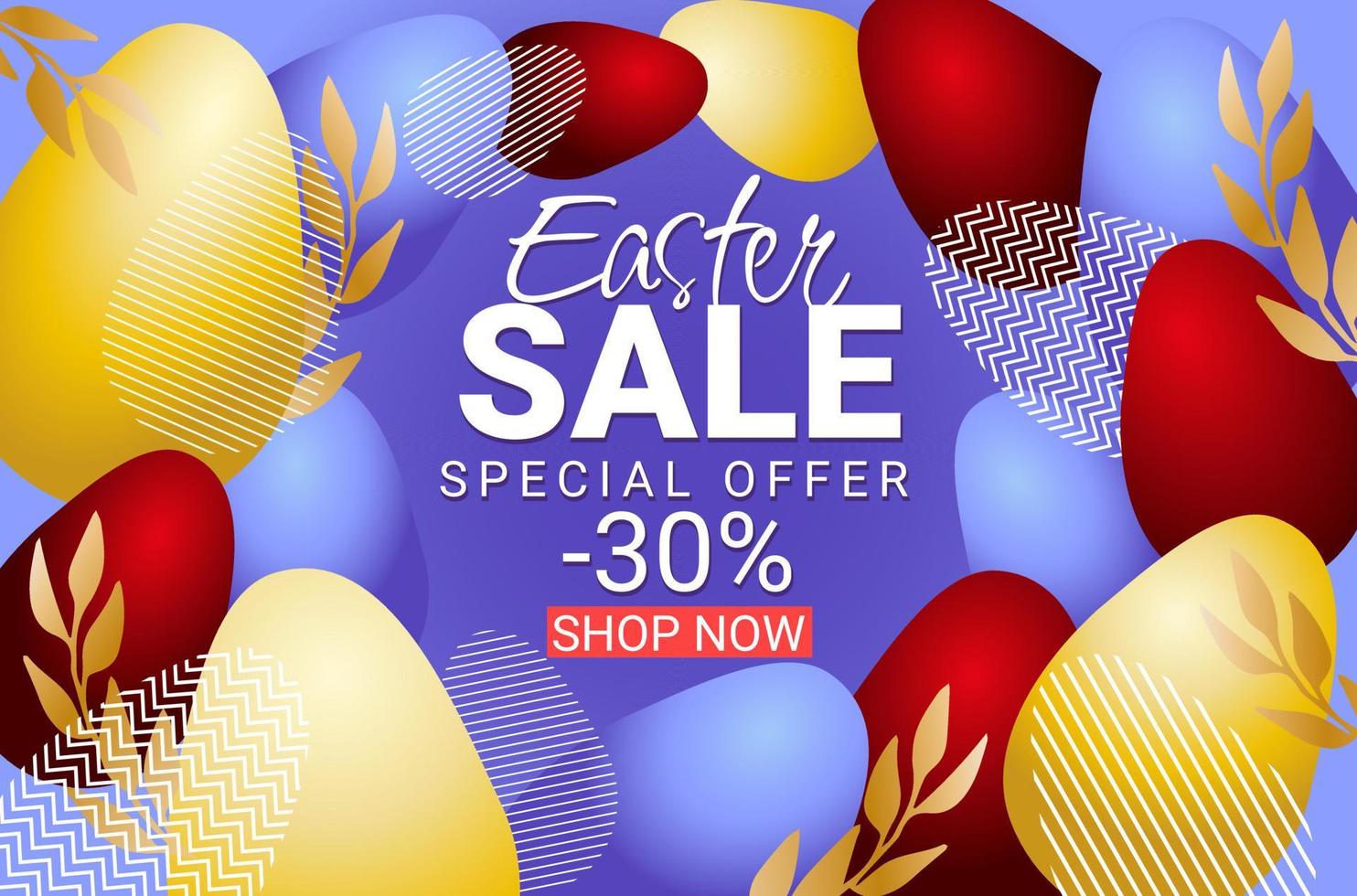 corona de venta de pascua con huevos de pascua de color y rama vector