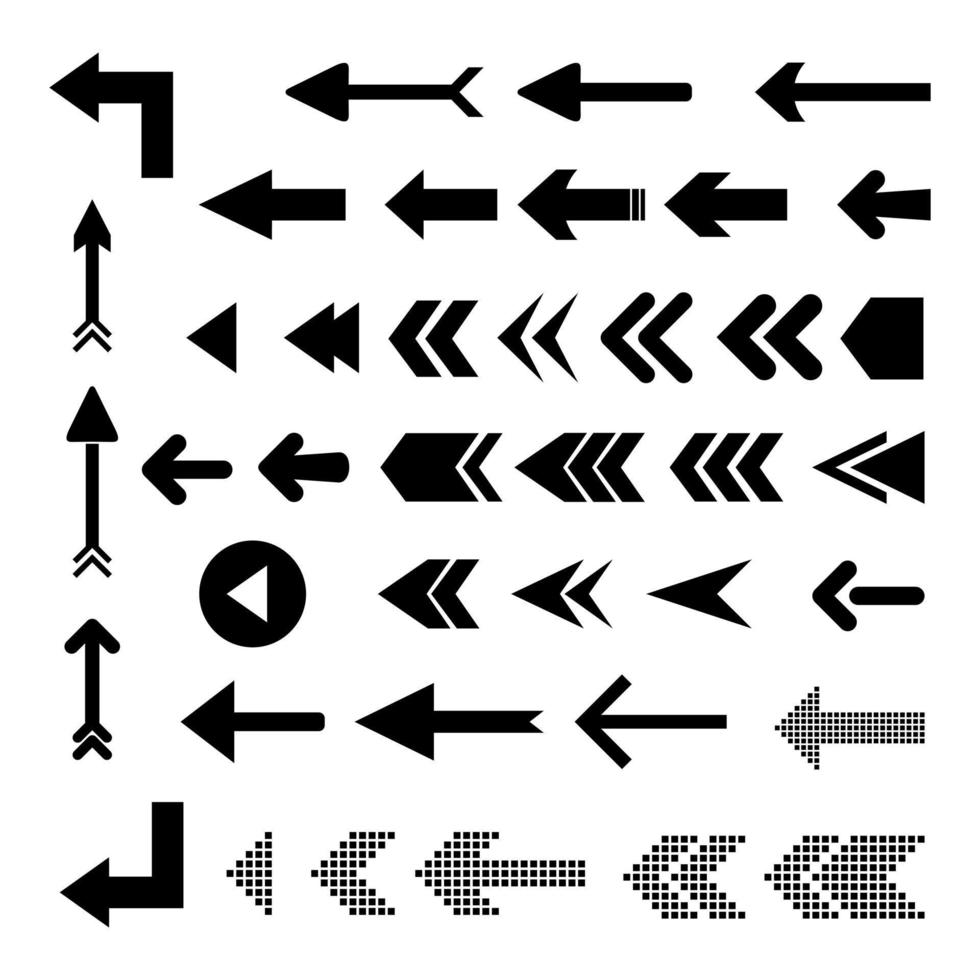 Set of arrow. Arrow right simple sign. Arrow left icon symbol. Arrow icon vector. Arrow left icon set. Arrow left icon collection. Arrow icon design illustration. Arrow icon on white background. vector