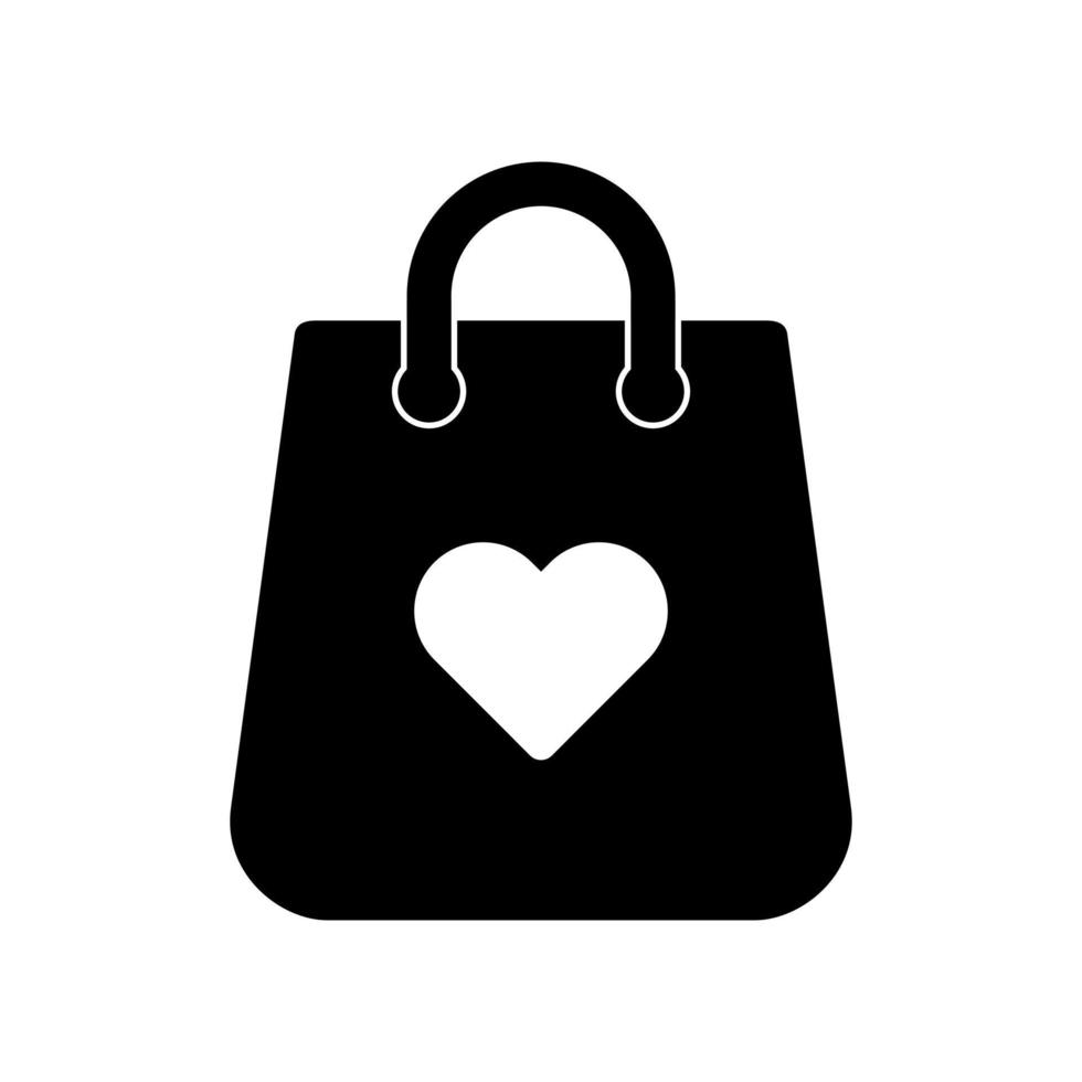bolsa de la compra. iconos de bolsa. icono de bolsa aislado sobre fondo blanco, ilustración de diseño de vector de icono de bolsa. signo simple de bolsa de compras. bolso de compras con diseño de amor.