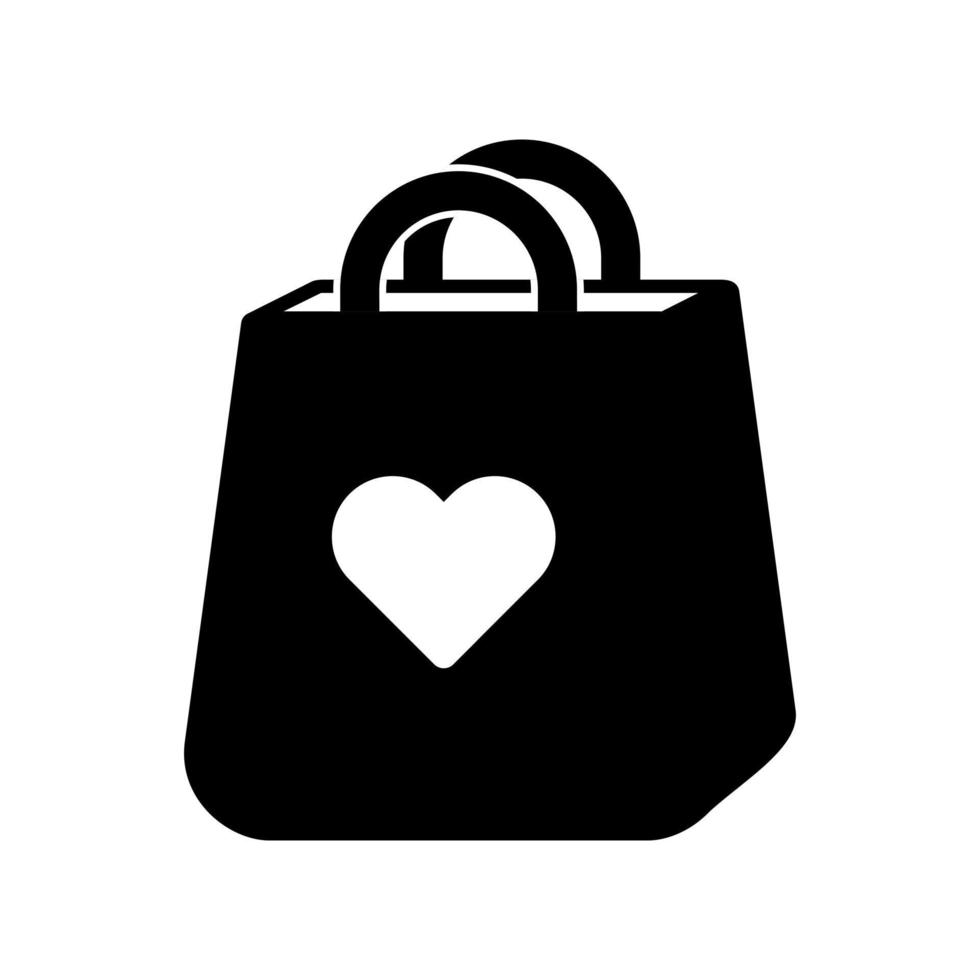 iconos de bolsa. icono de bolsa aislado sobre fondo blanco, ilustración de diseño de vector de icono de bolsa. signo simple del icono de la bolsa de compras. bolso de compras con diseño de amor.