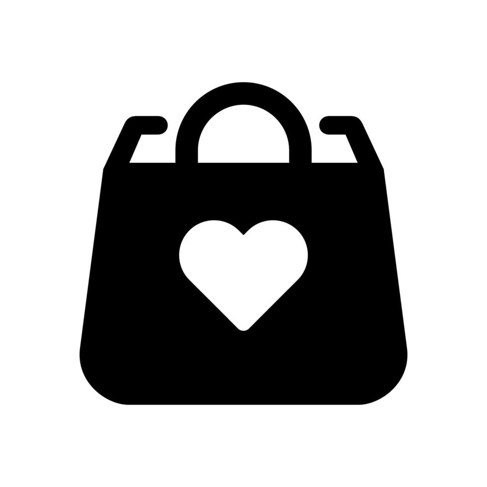 bolsa de la compra. iconos de bolsa. icono de bolsa aislado sobre fondo blanco, ilustración de diseño de vector de icono de bolsa. signo simple del icono de la bolsa de compras. bolso de compras con diseño de amor.