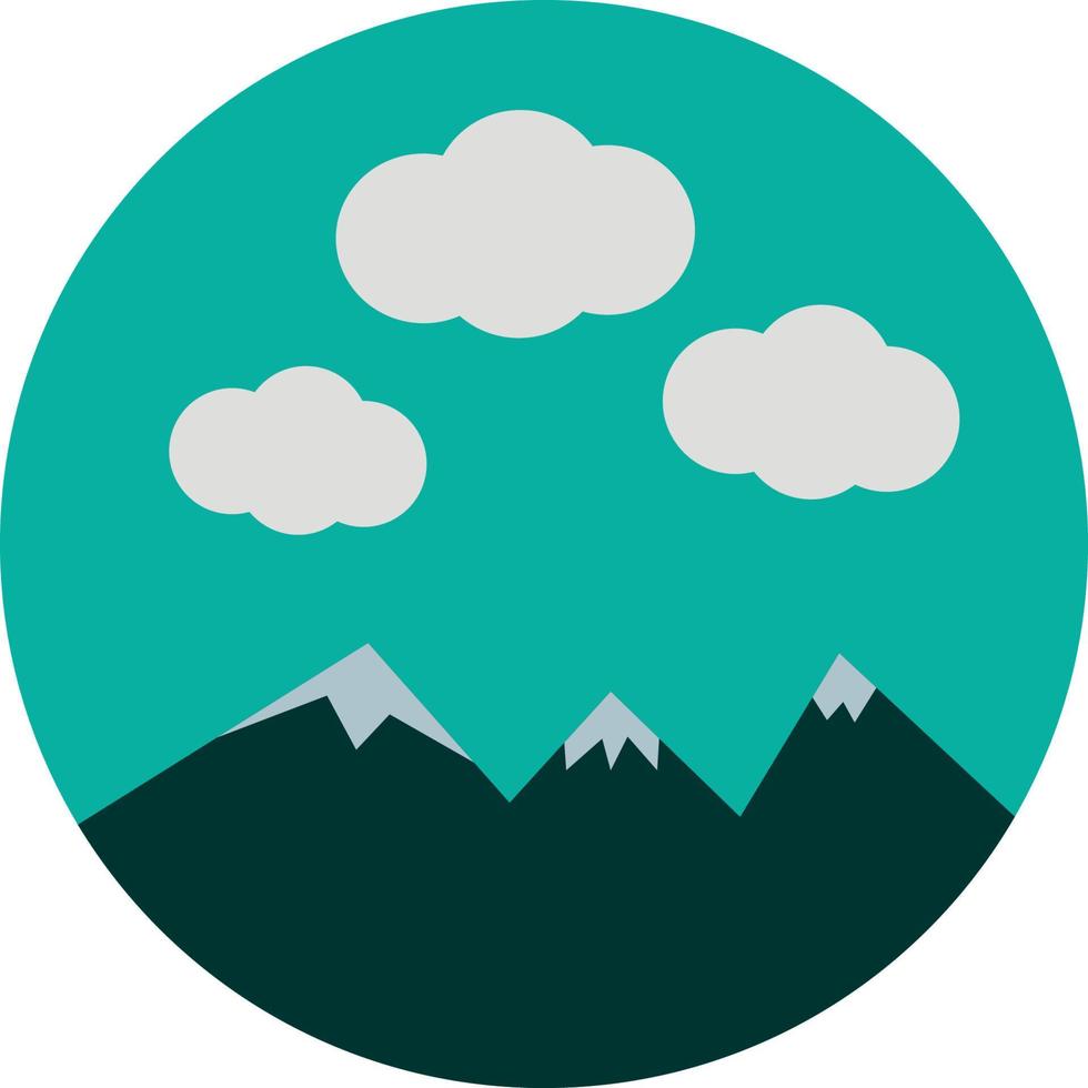 montañas con nubes en una ilustración circular vector