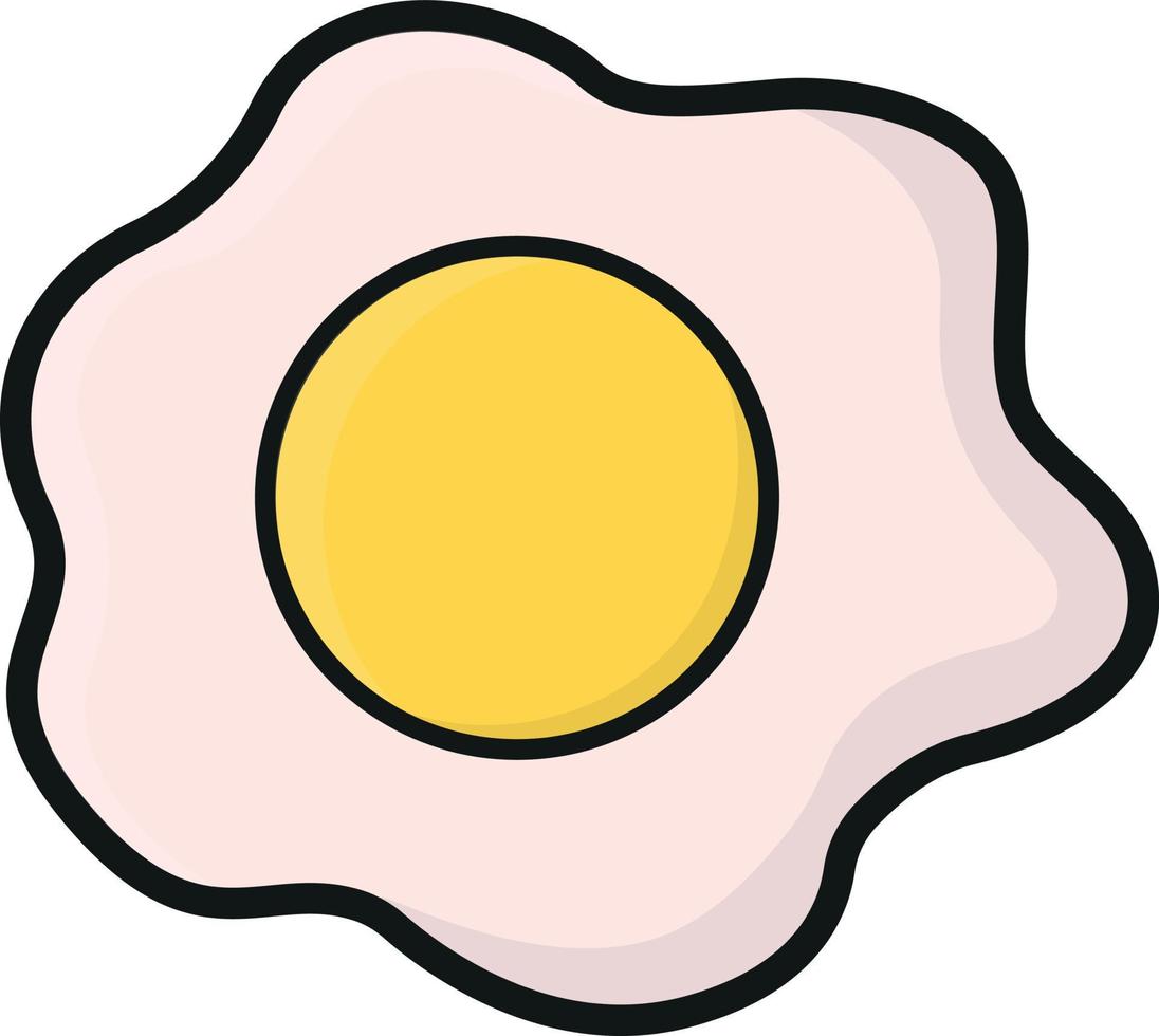 Fried egg illustration in pastel colors vector