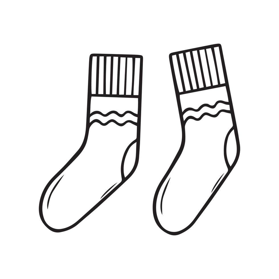 Hand drawn cute cozy socks. Cozy clothes in sketch style. Vector illustration isolated on white background.