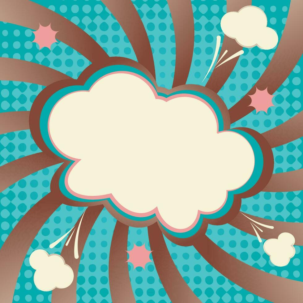 Comic cloud with spiral and dotted pattern as background vector