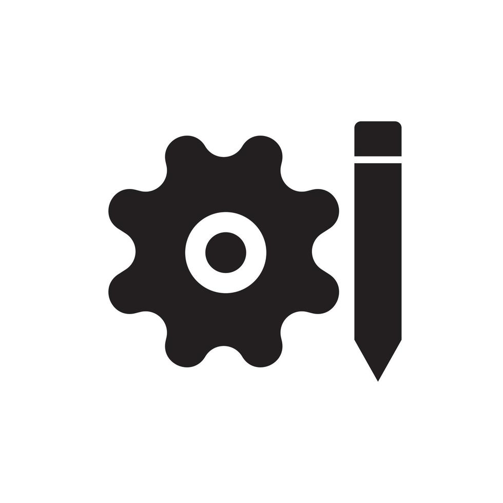 gear and a pencil illustration symbol icon vector