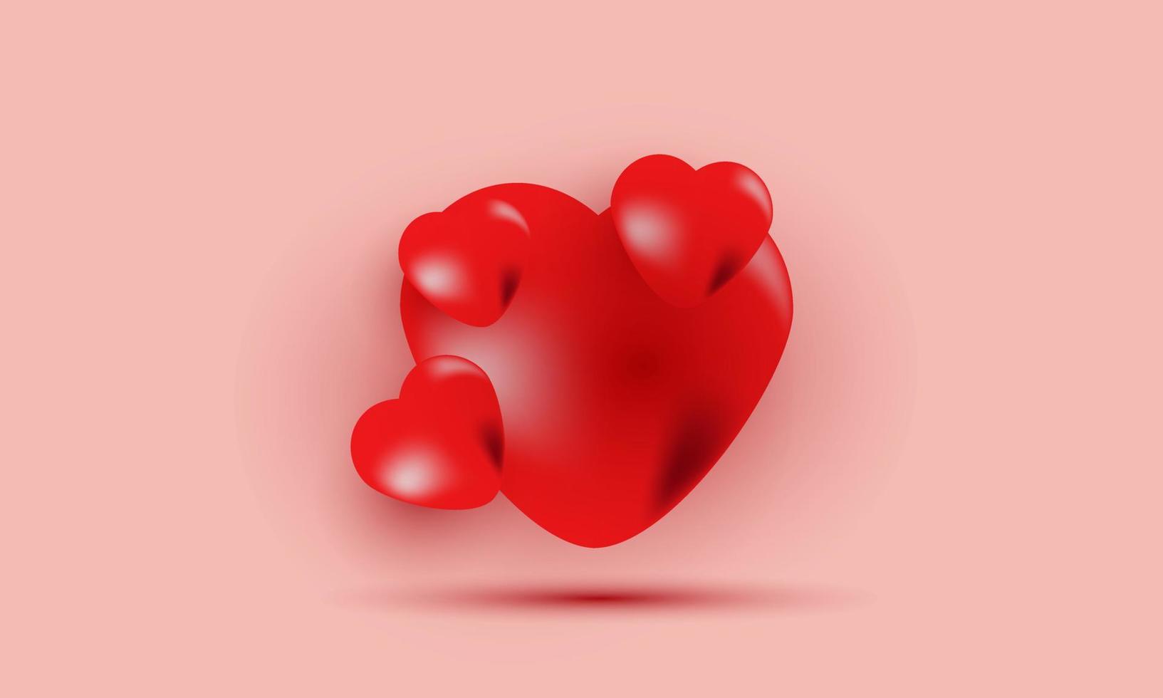 3d ilustración vectorial corazones rojos diferentes vector