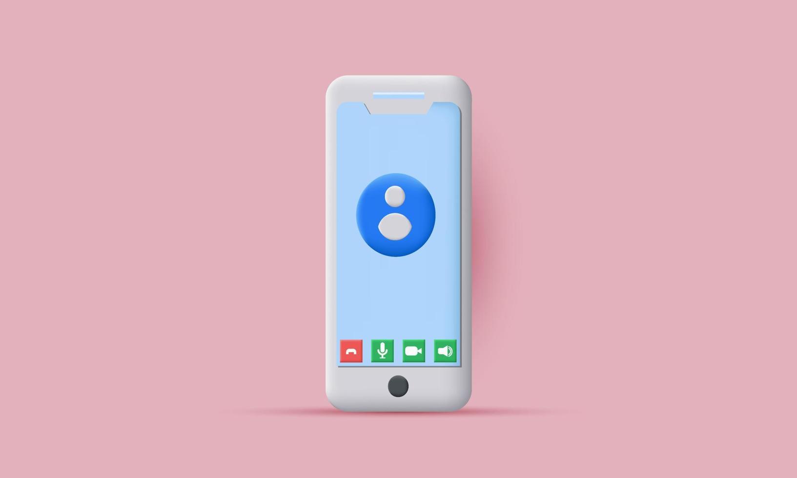 cartoon style smartphone online video call interface vector