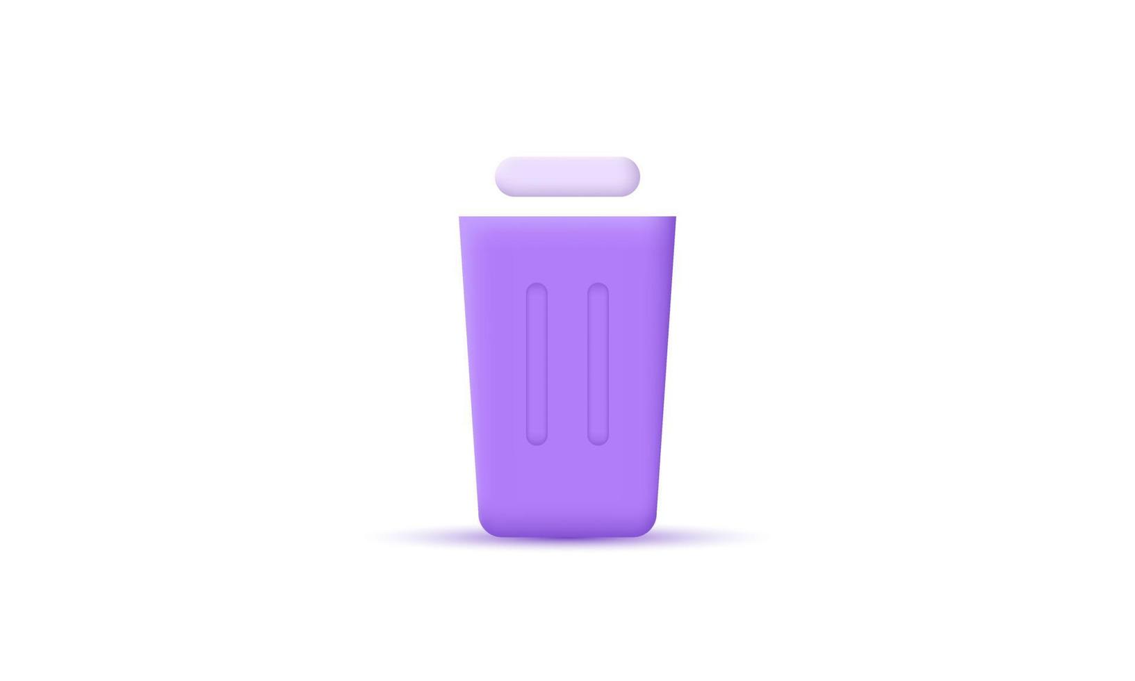 3d rendering icon trash can isolated on white vector