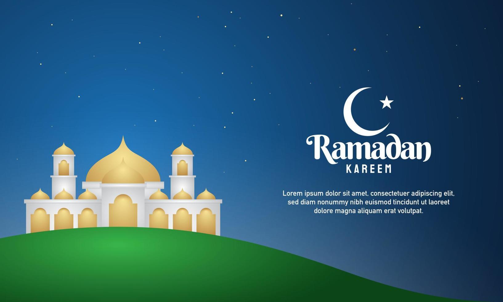 diseño de fondo de ramadán kareem. ilustración de la mezquita sobre fondo azul. vector