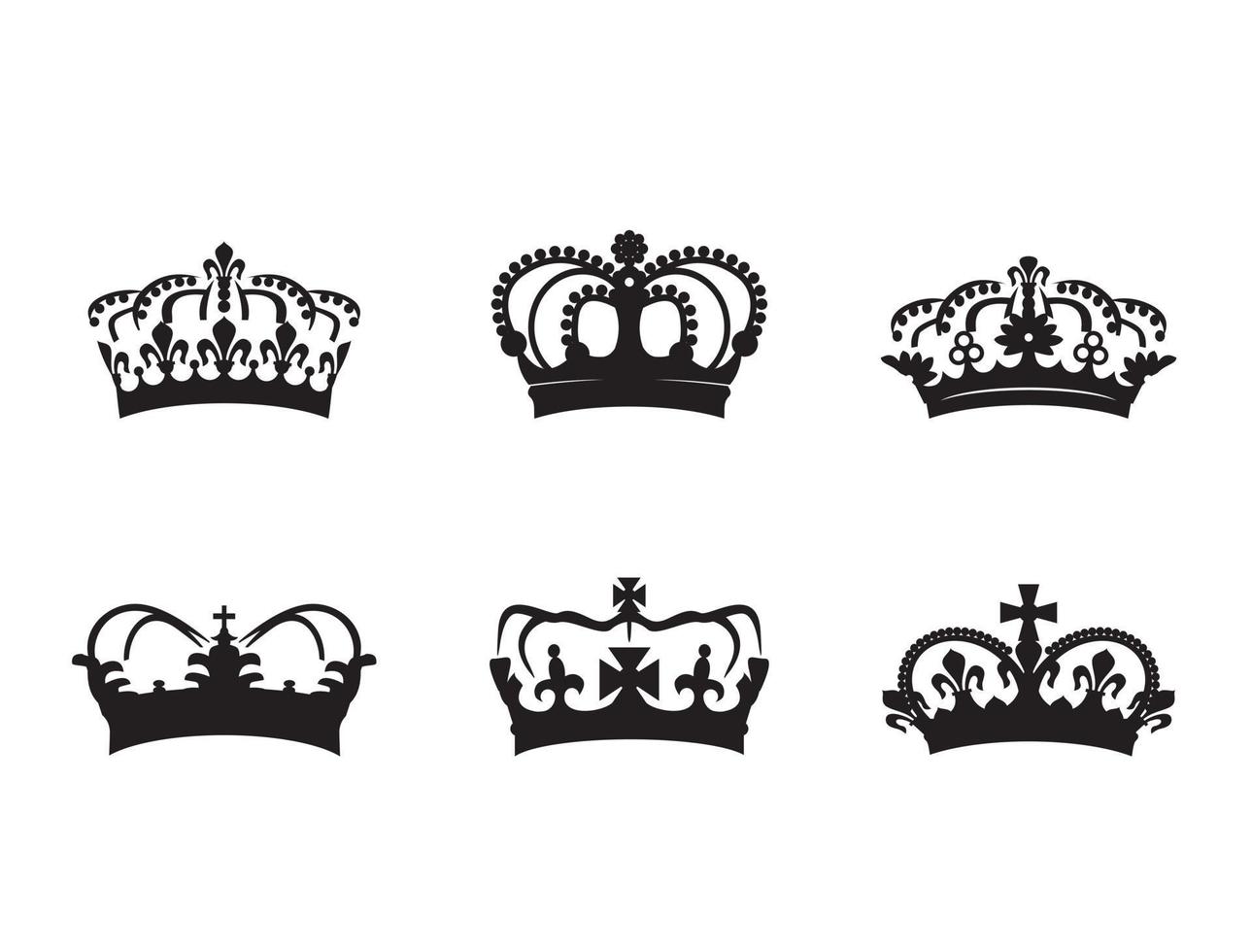 HERALDIC CROWN COLLECTION. Big set of icons. Vector graphic.