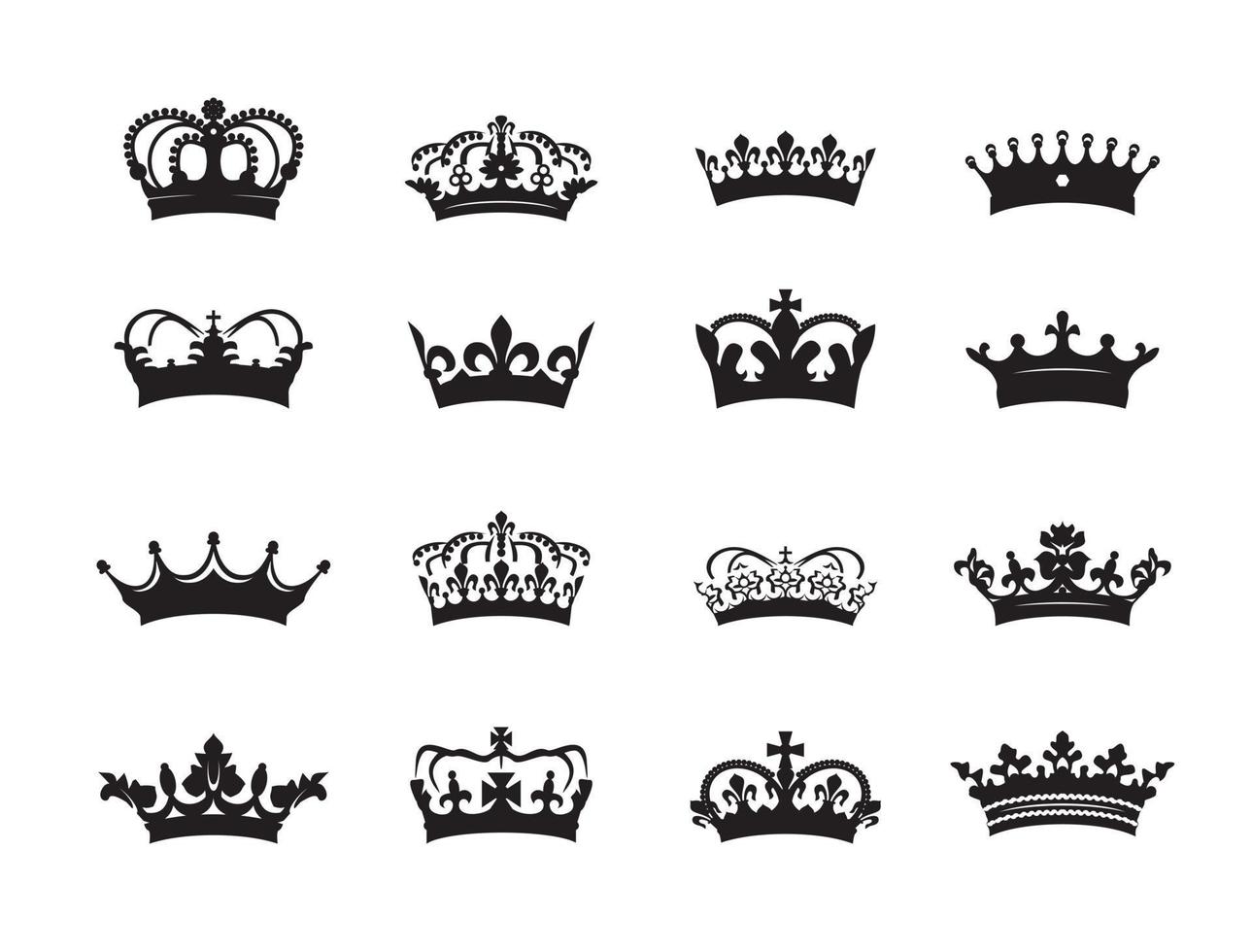 HERALDIC CROWN COLLECTION. Big set of icons. Vector graphic.