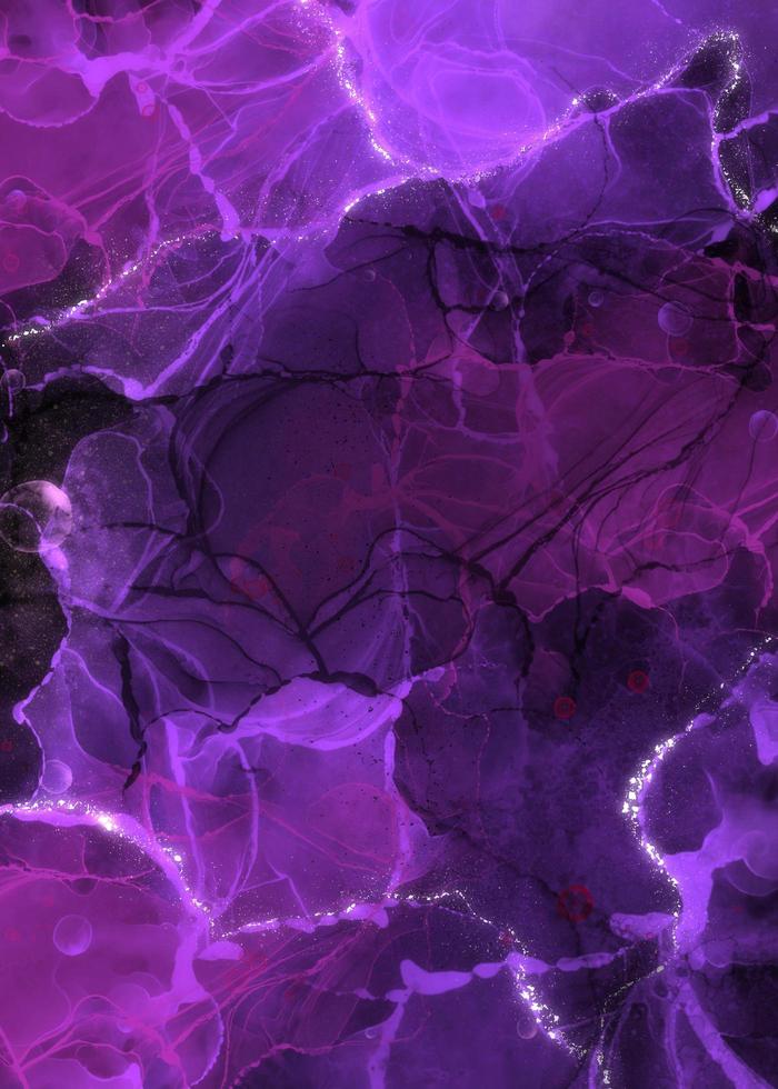 beautiful glowing purple alcohol ink painting for display photo