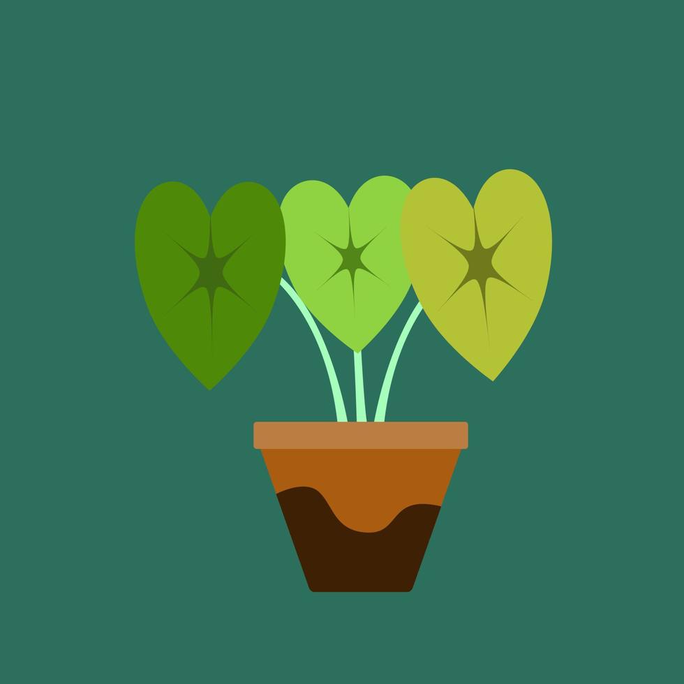 Houseplant in pot. Green natural decor for home and interior. Flat style vector illustration.