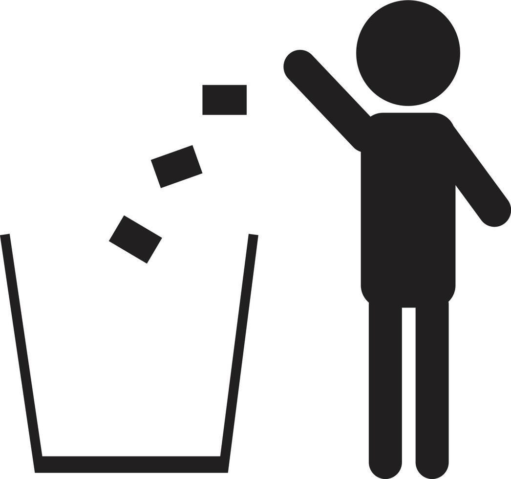 icono de vector de hombre ordenado. símbolo de no tirar basura.