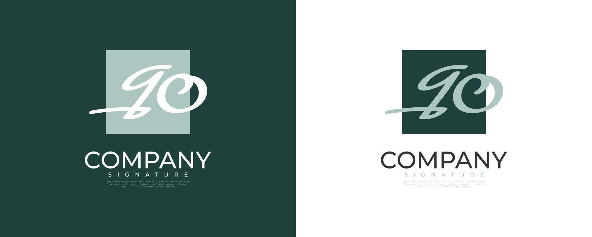 Initial G and O Logo Design in Elegant and Minimalist Handwriting Style. GO Signature Logo or Symbol for Wedding, Fashion, Jewelry, Boutique, and Business Identity vector