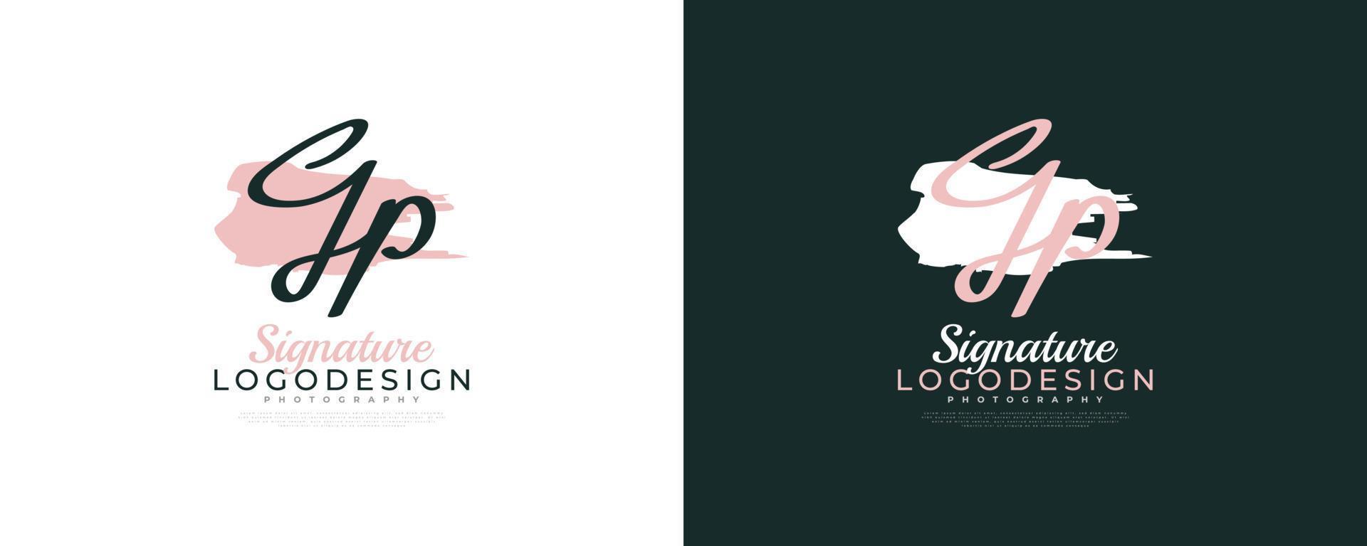 diseño inicial del logotipo g y p en un estilo de escritura elegante y minimalista. logotipo o símbolo de la firma gp para bodas, moda, joyería, boutique e identidad comercial vector