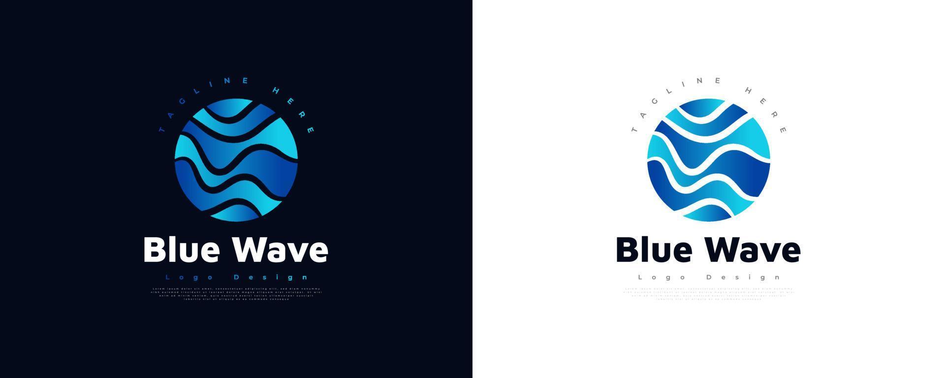 Abstract Blue Wave Logo Design with Round Shape. Wave Logo Symbol or Icon for Business Identity vector