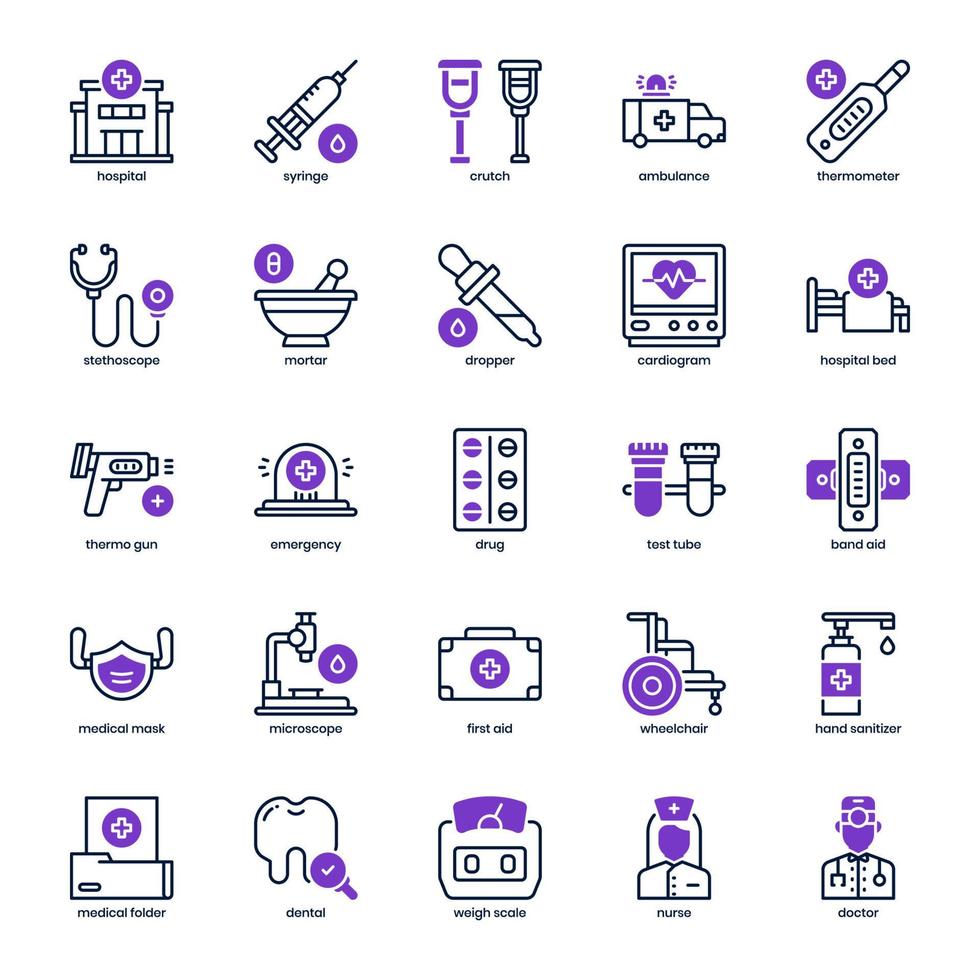 paquete de iconos de hospital para el diseño de su sitio web, logotipo, aplicación, ui. línea de mezcla de iconos de hospital y diseño sólido. ilustración de gráficos vectoriales y trazo editable. vector