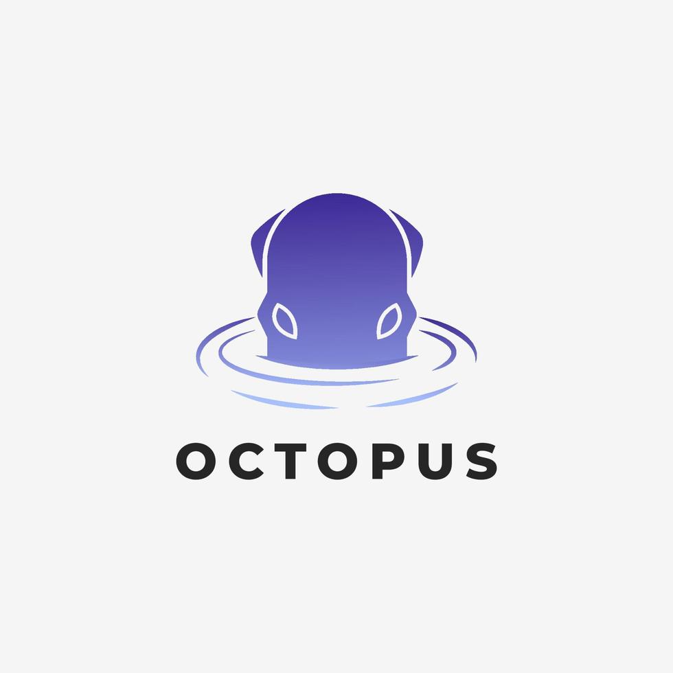 diseño de logotipo de pulpo único con gradación azul océano, inspiración de plantilla de ilustración de vector de logotipo de pulpo en agua, logotipo de pulpo simple minimalista moderno