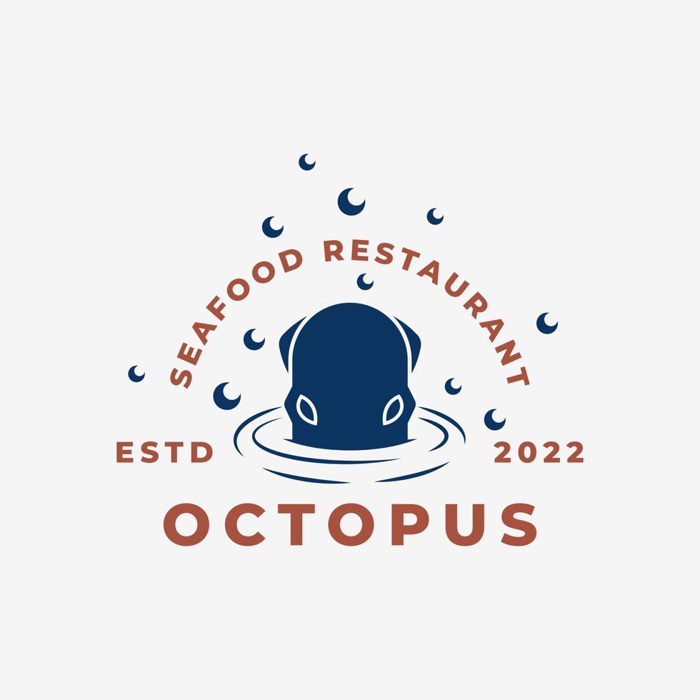 Octopus sea animal logo vector illustration design, octopus vintage logo design template inspiration