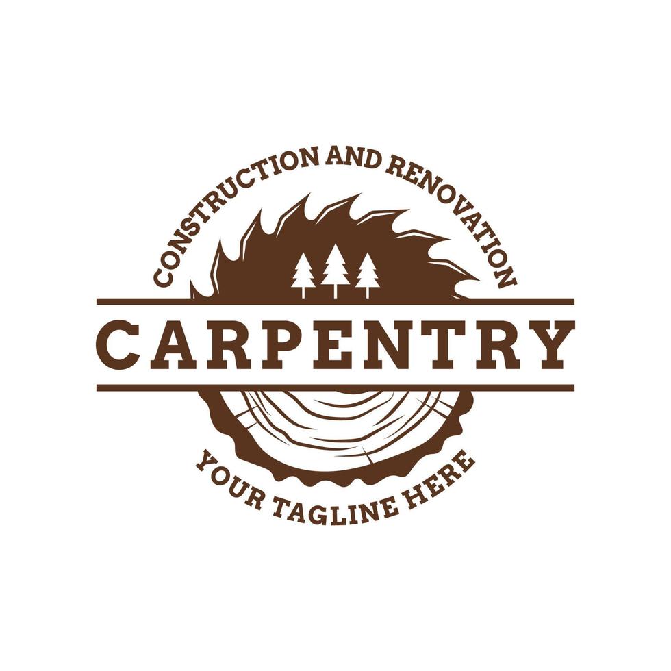 diseño de logotipo de carpintería único, inspiración de diseño de ilustración vectorial de logotipo de carpintería vector