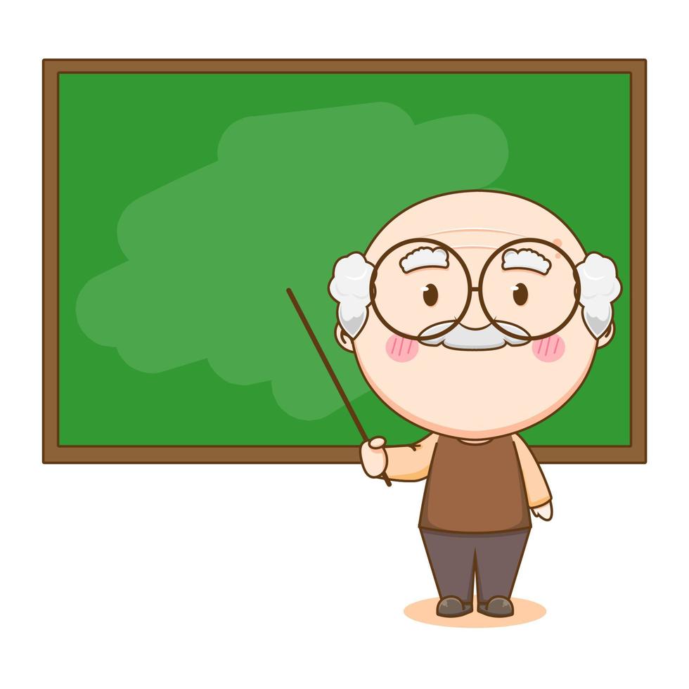 Cute grandfather as a teacher cartoon character vector