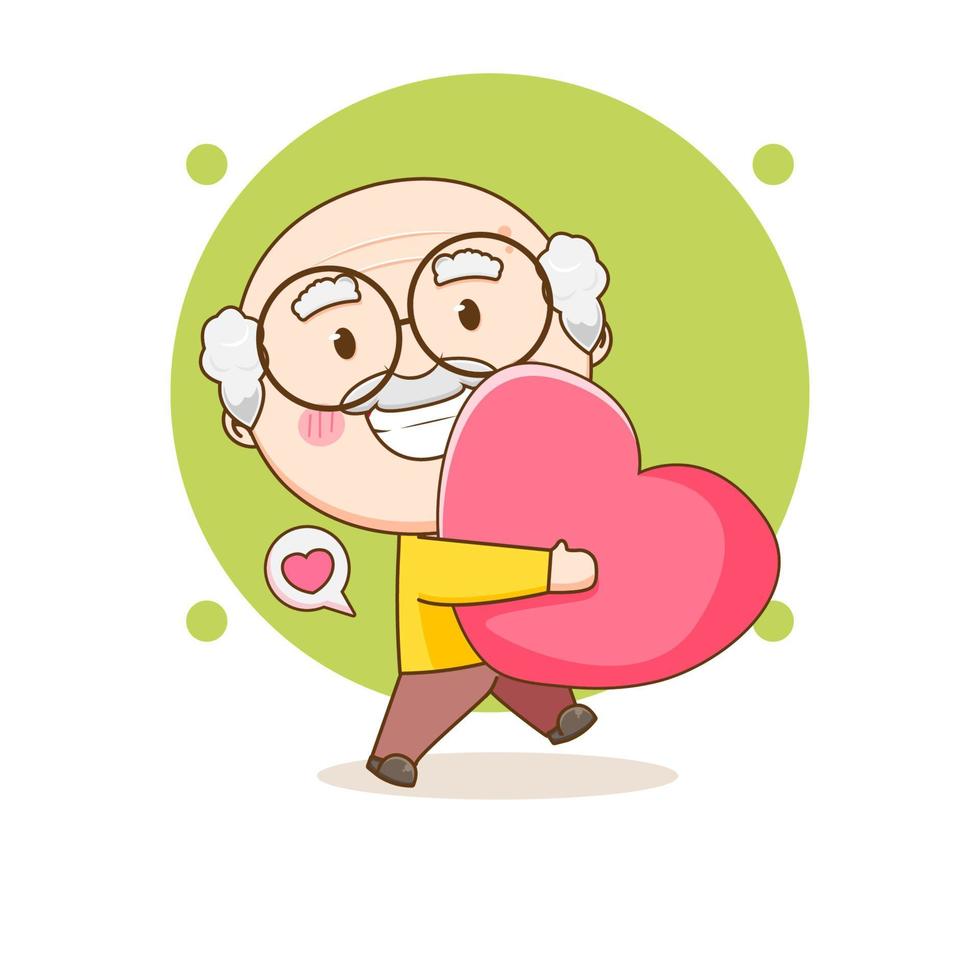 lindo abuelo trae amor personaje de dibujos animados vector